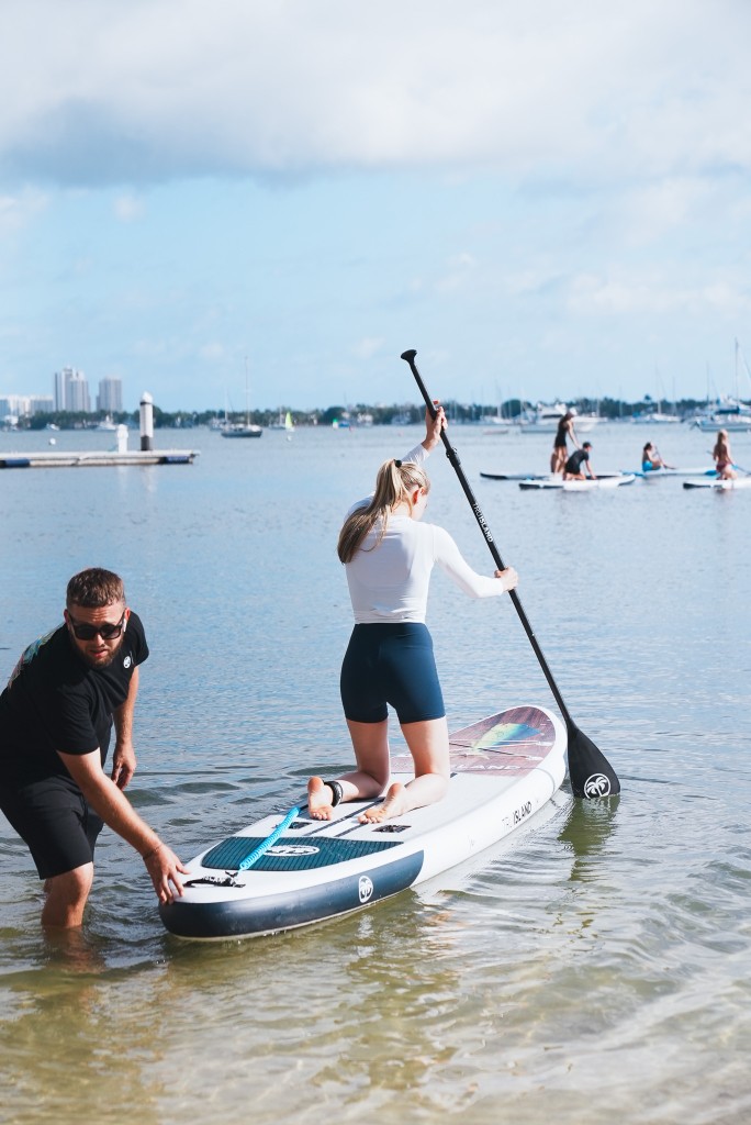 Launching a TRU ISLAND paddleboard